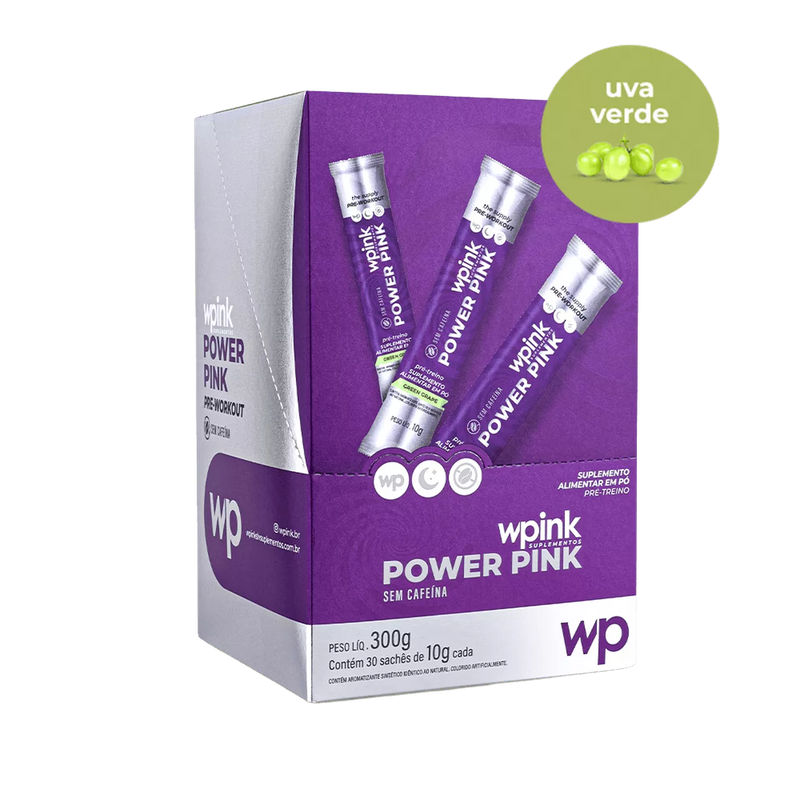 Power Pink sem cafeína de Uva Verde - Pré-Treino - 300g