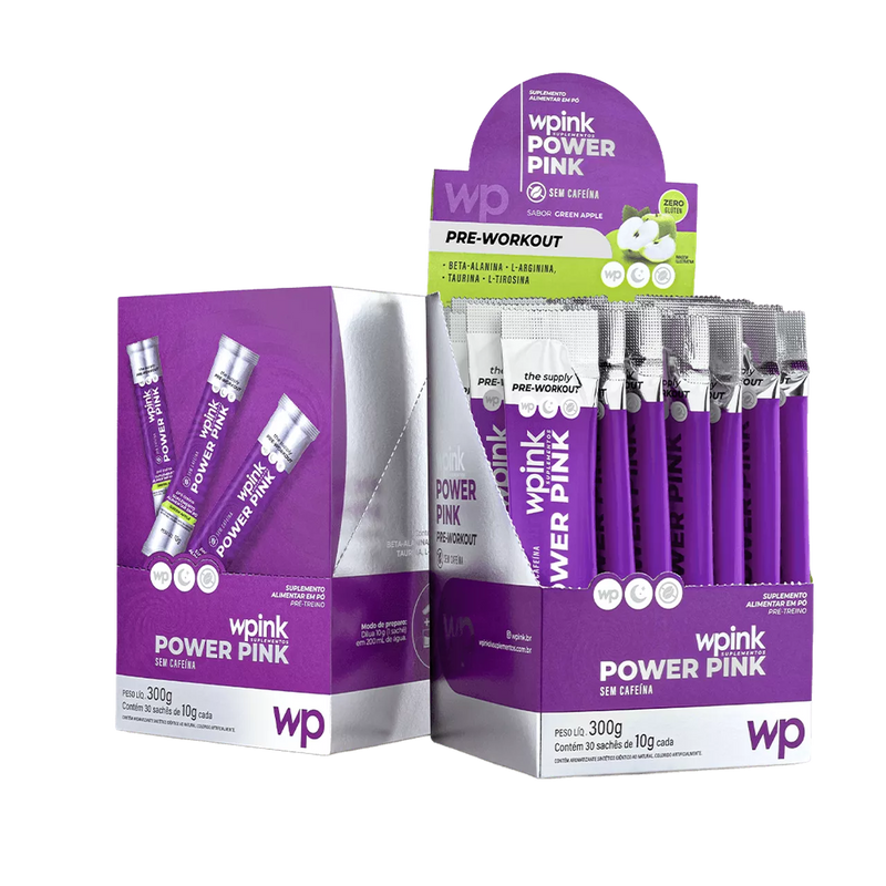 Power Pink sem cafeína de Maçã Verde - Pré-Treino - 300g
